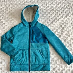 Lands' End Kids Full Zip Sherpa Fleece Lined Hooded Jacket Size M 8